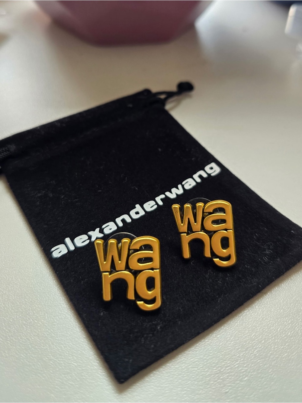 Alexander Wang Gold Tone 'wang' Logo stud earrings